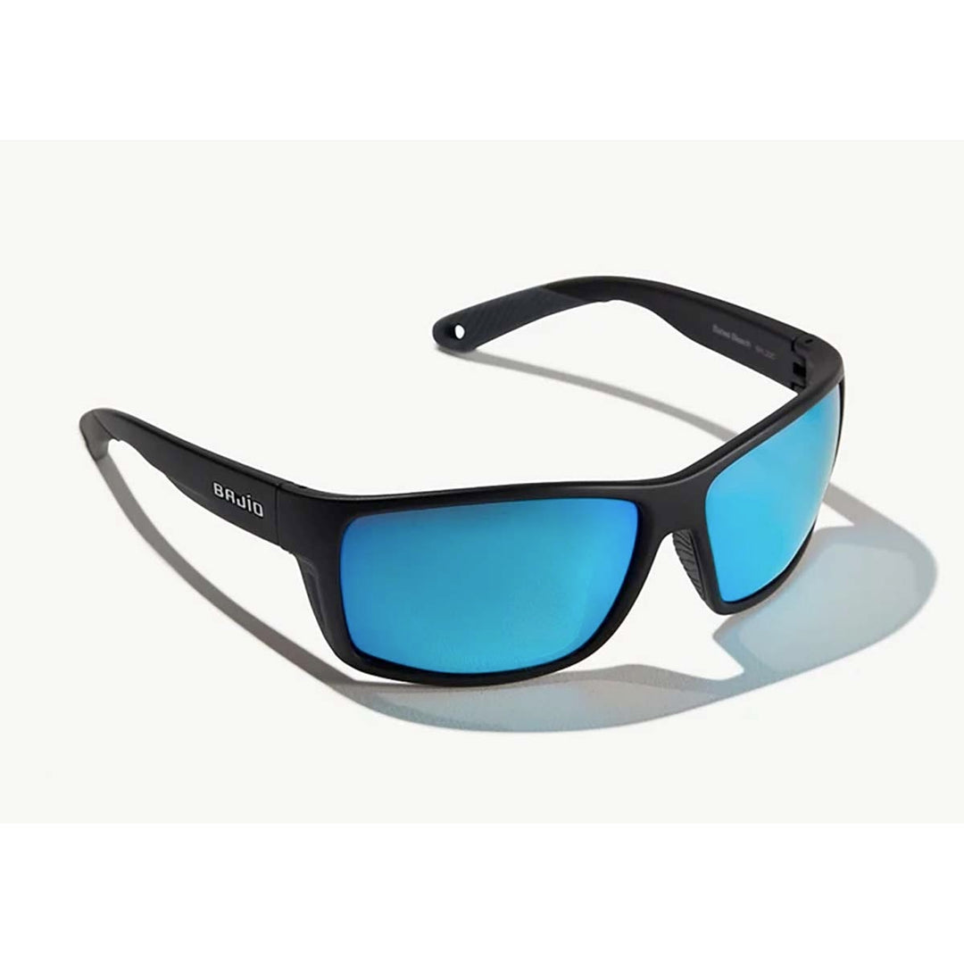 Bajio Bales Beach Sunglasses Polarized in Black Matte with Blue Glass