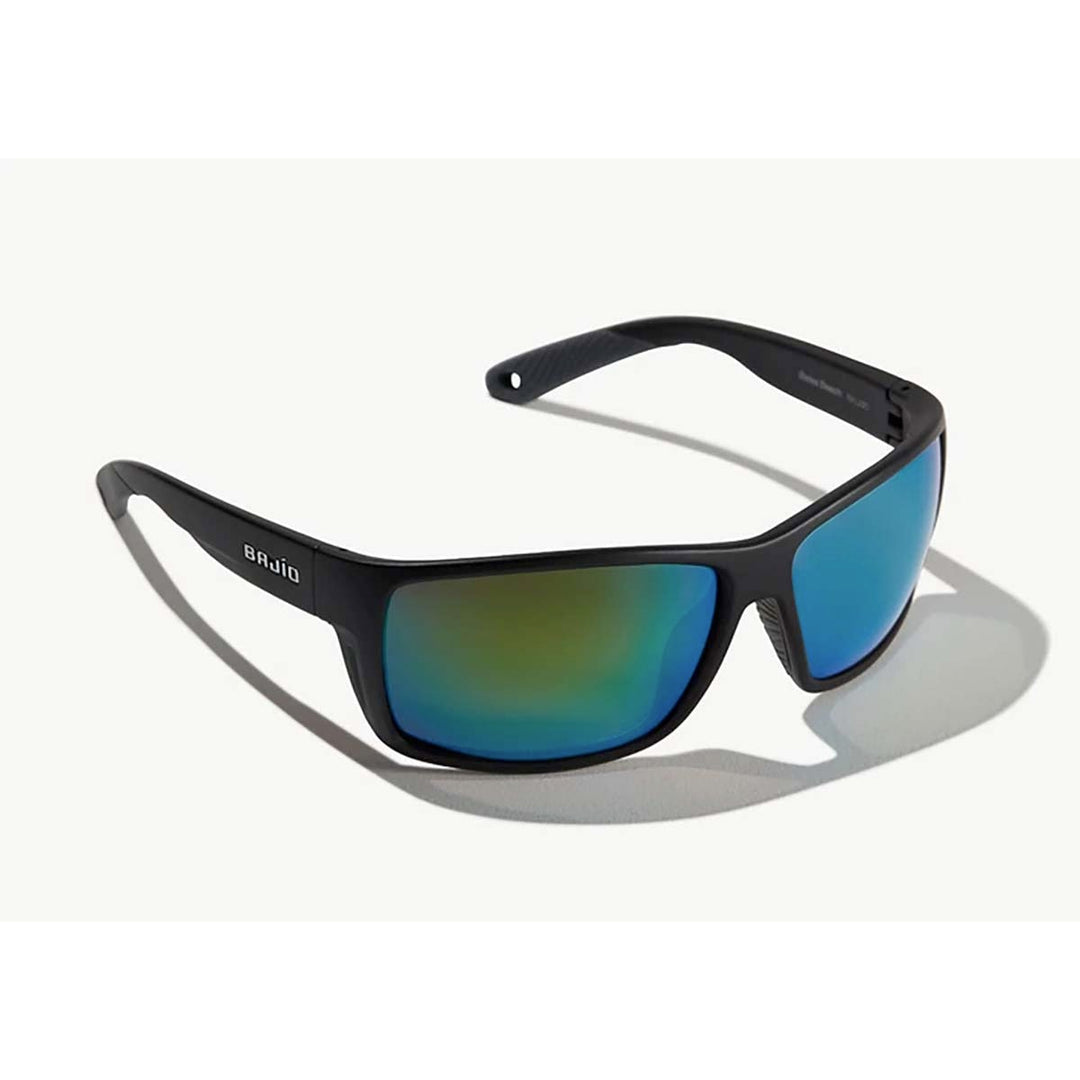 Bajio Bales Beach Sunglasses Polarized in Black Matte with Green Plastic