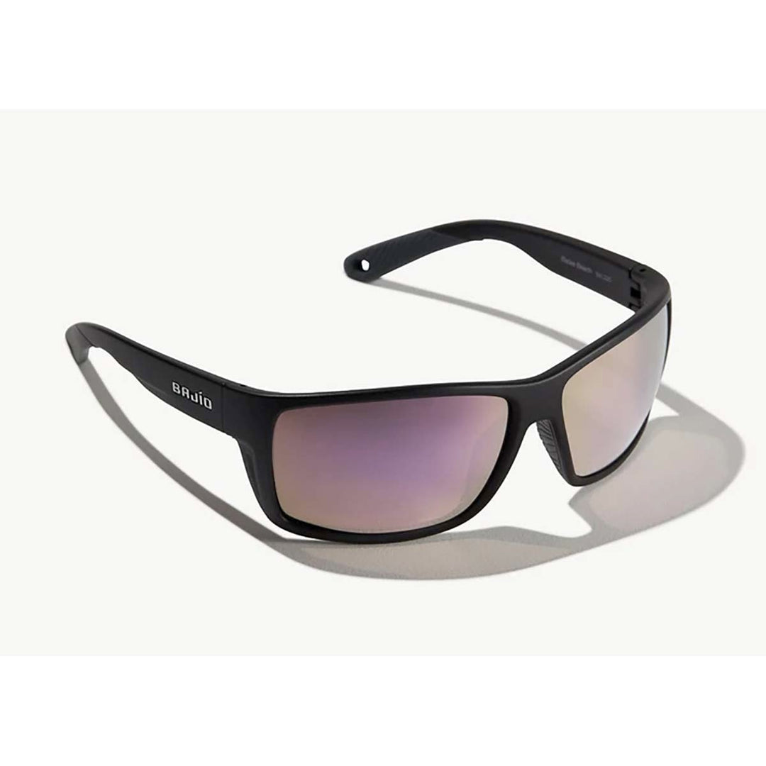 Bajio Bales Beach Sunglasses Polarized in Black Matte with Rose Mirror Plastic
