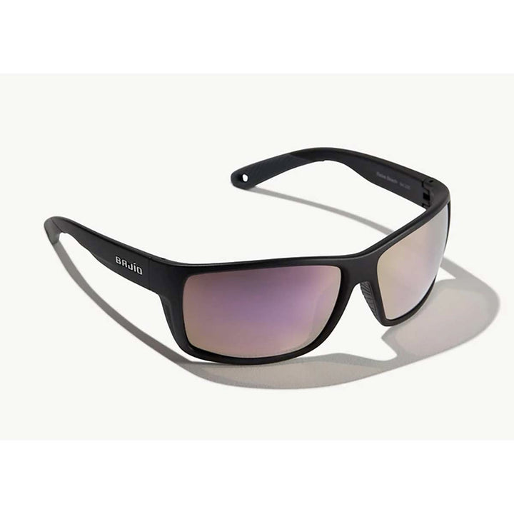 Bajio Bales Beach Sunglasses Polarized in Black Matte with Rose Mirror Plastic