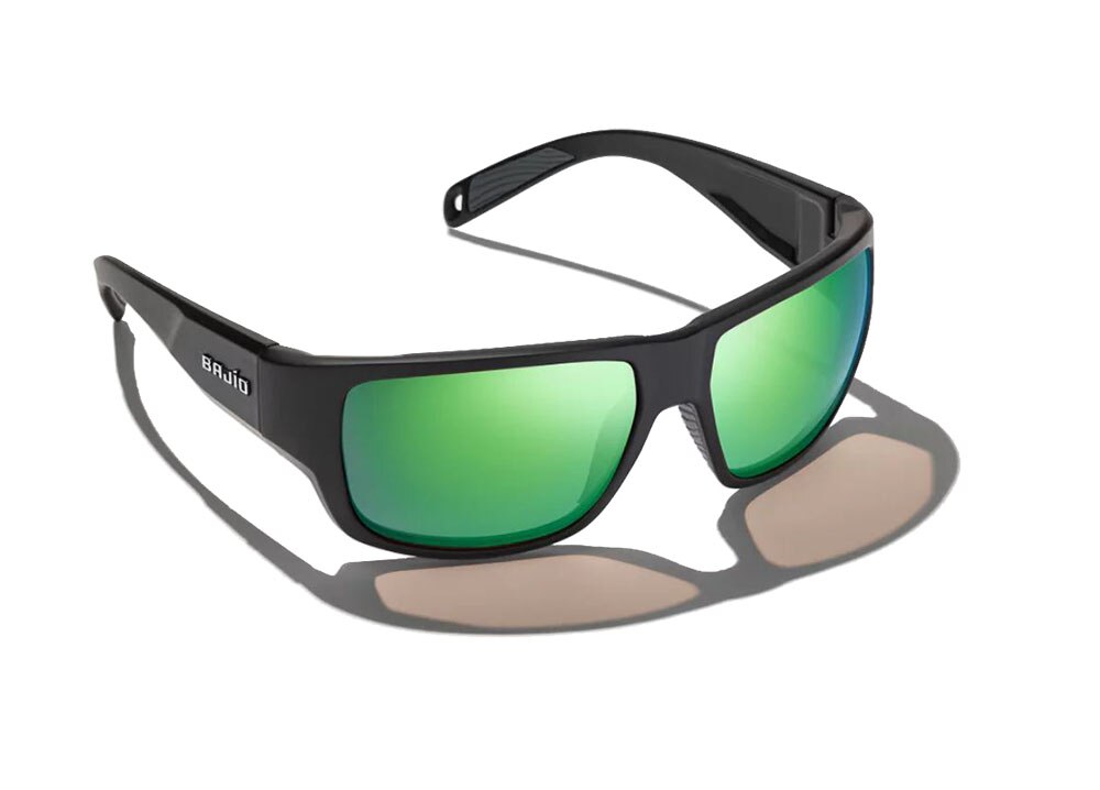 Bajio Piedra Sunglasses Polarized in Black Matte with Green Glass