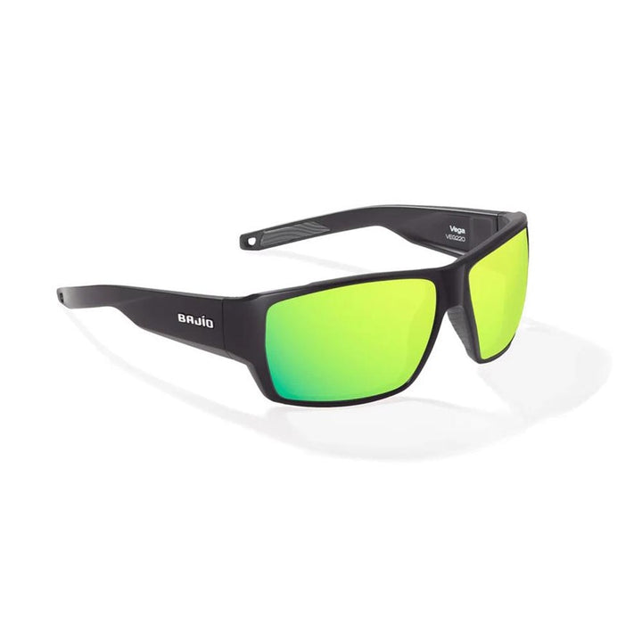 Bajio Vega Sunglasses Polarized in Black Matte with Green Glass