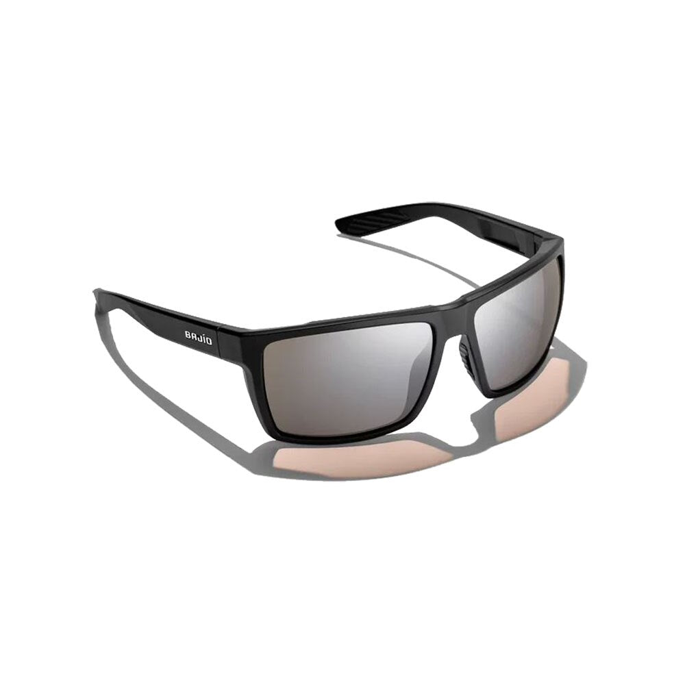 Bajio Stiltsville Sunglasses Polarized in Black Matte with Silver Glass