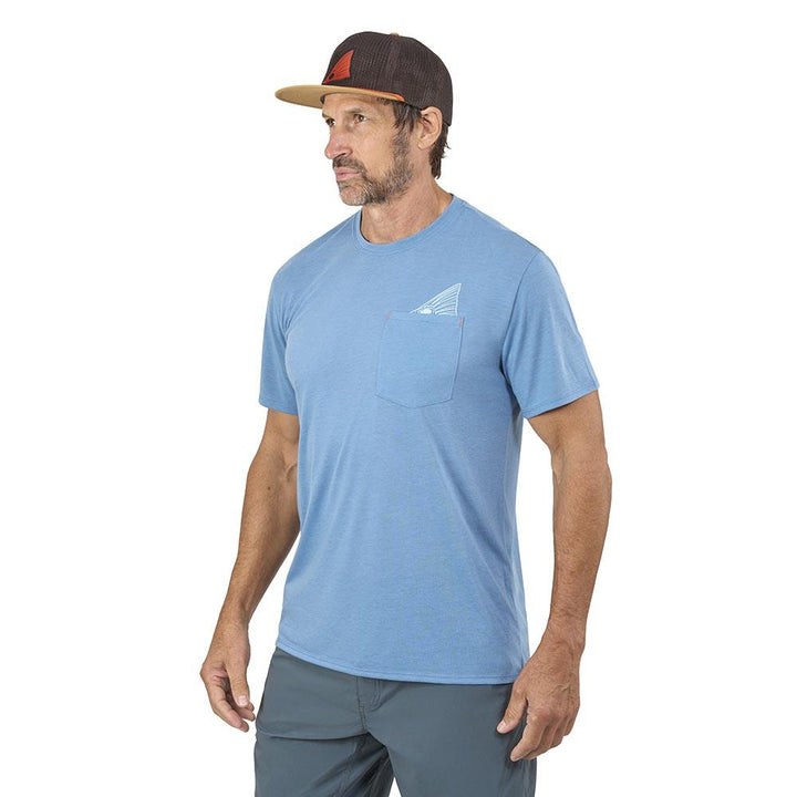 Grundens Species Pocket Tee Men's in Captain's Blue Heather