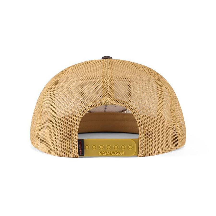 Grundens Trout Patch Mesh Trucker in Whiskey and Dark Brown