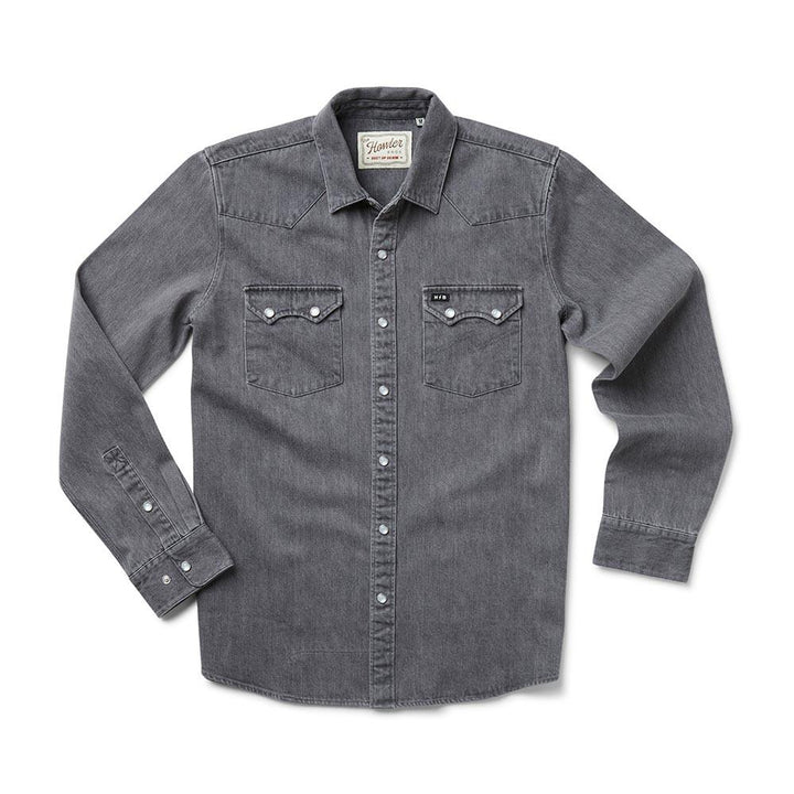 Howler Brothers Dust Up Denim Long Sleeve Shirt Mens in Jovi Grey Wash