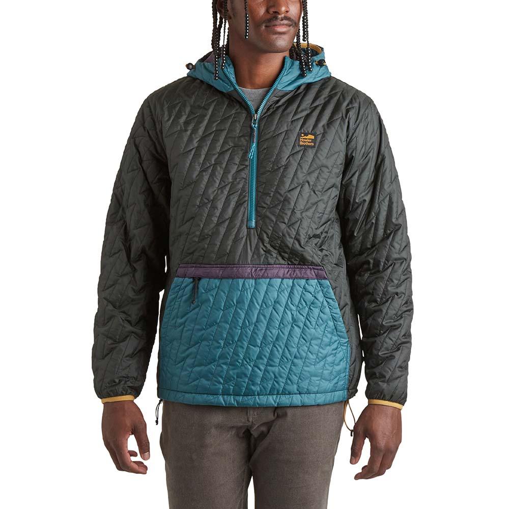 Howler Brothers Voltage Quilted Pullover Mens in Black N Blue