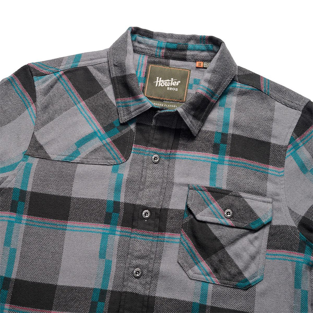 Howler Bros Harker's Flannel Shirt Men's in Backdrop Plaid Greystoke