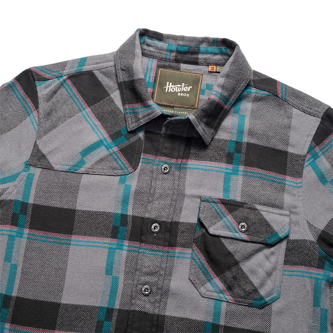 Howler Bros Harker's Flannel Shirt Men's in Backdrop Plaid Greystoke