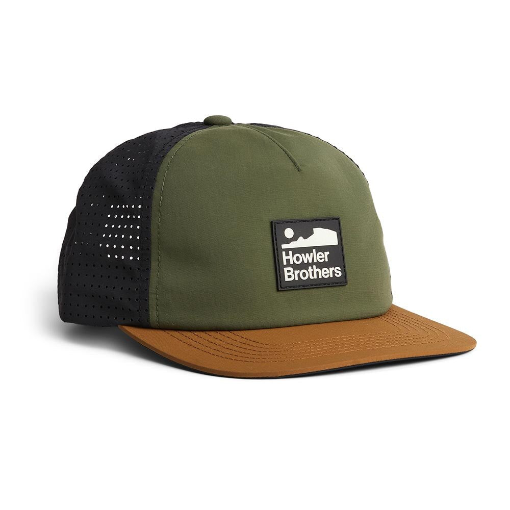 Howler Brothers Aperture Tech Strapback Hat in Army Brown Black
