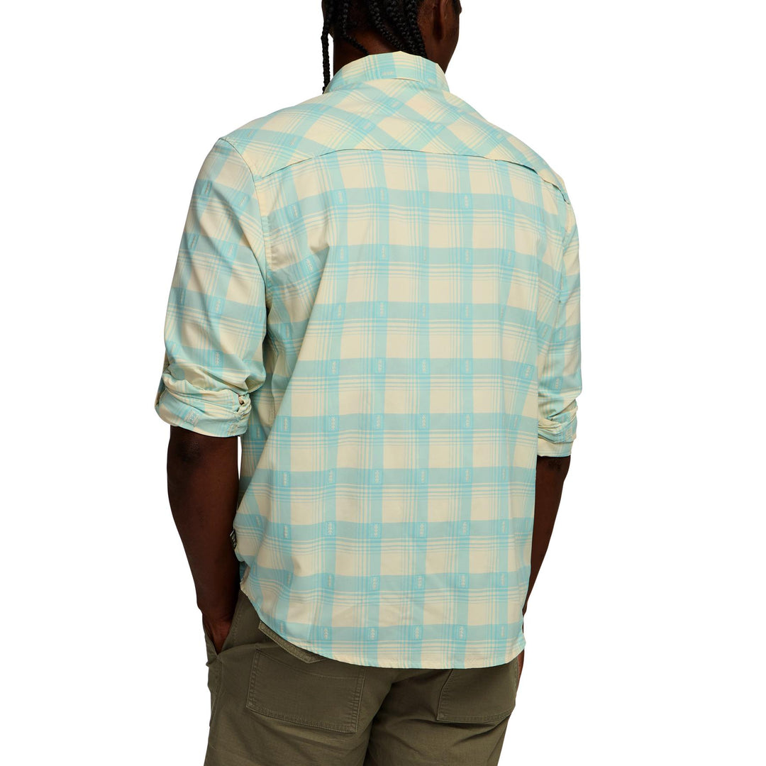 Howler Brothers Matagorda Long Sleeve Shirt Mens in Sheldon Dobby Plaid Parchment