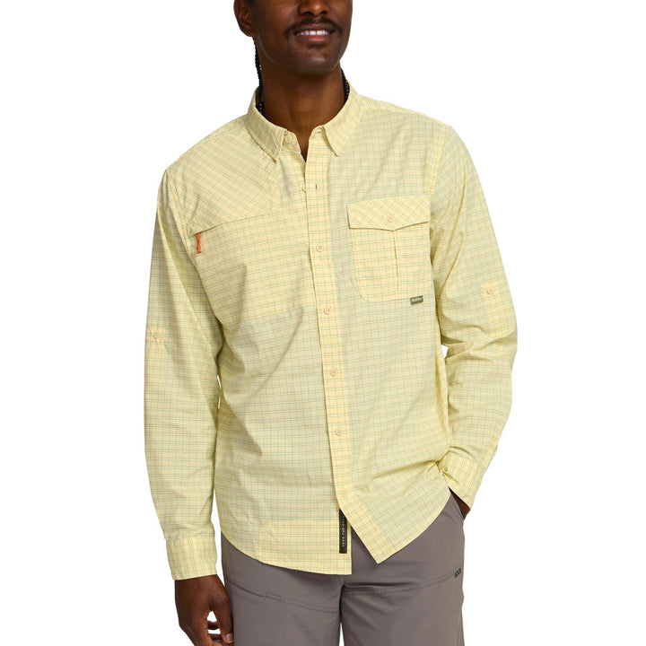 Howler Brothers Matagorda Long Sleeve Shirt Mens in Trader Plaid Dawn