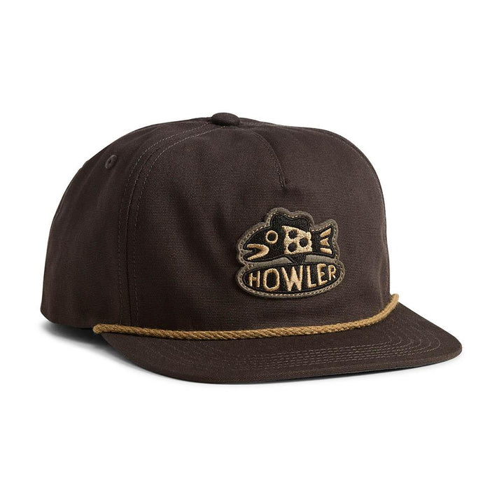 Howler Brothers Travelin Fish Unstructured Snapback Hat in Antique Black
