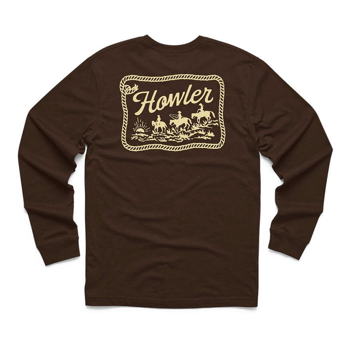 Howler Brothers Posse Long Sleeve TShirt Mens in Mahogany