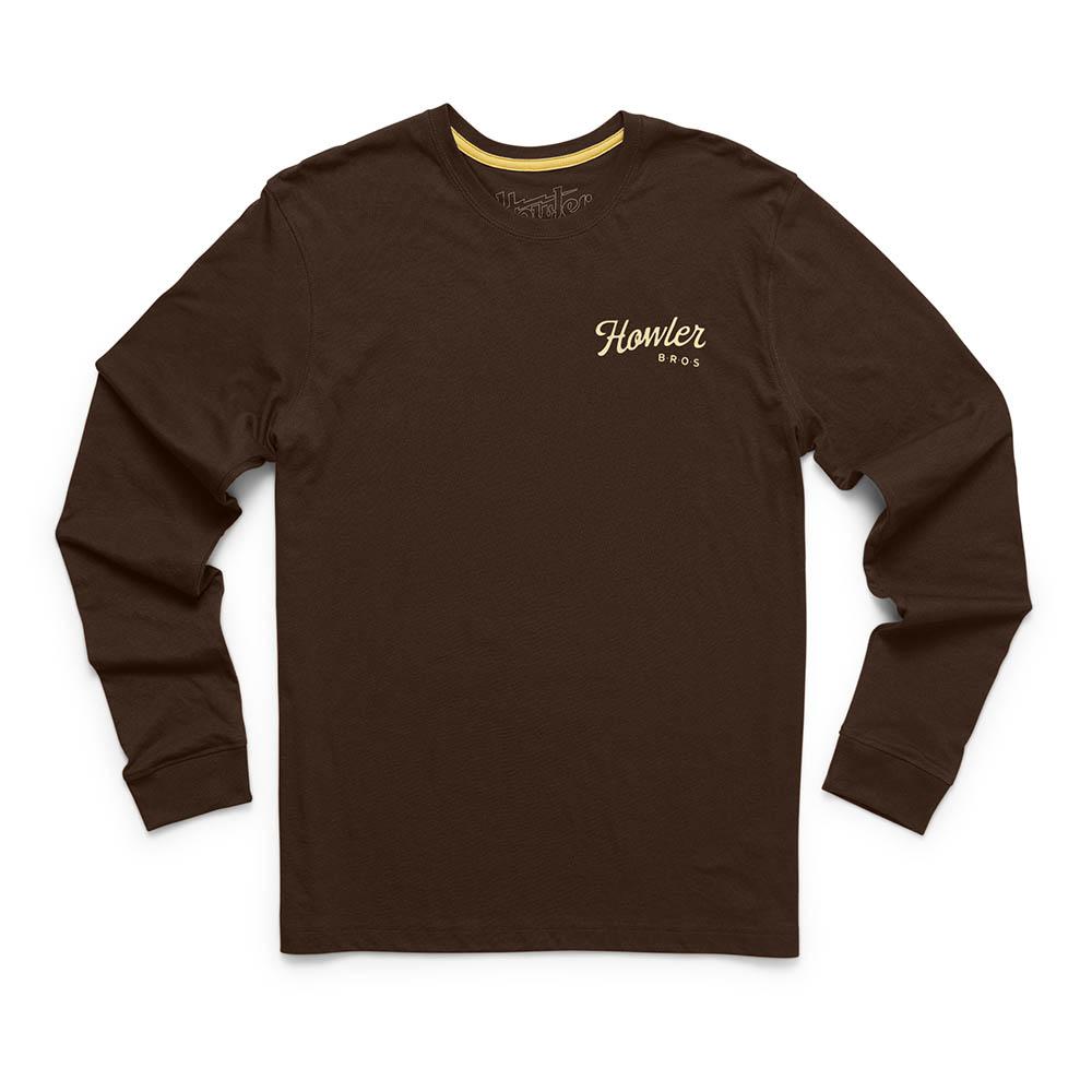 Howler Brothers Posse Long Sleeve TShirt Mens in Mahogany