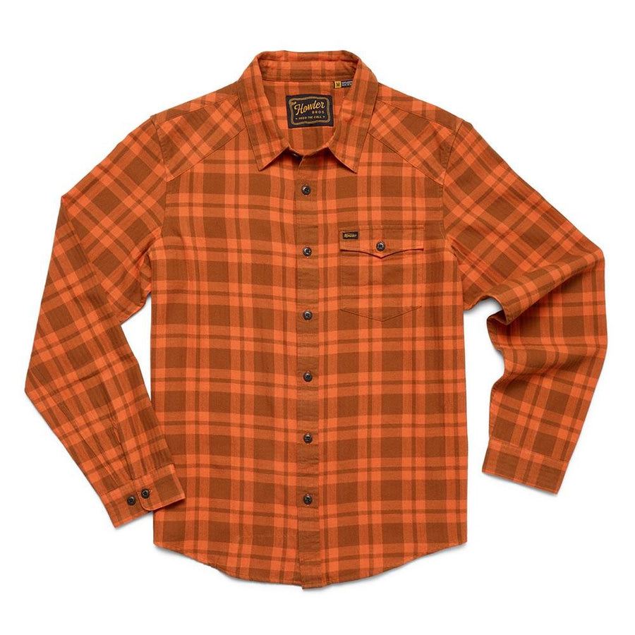 Howler Brothers La Grange Lightweight Flannel Shirt Mens in Cohen Plaid Pumpkin