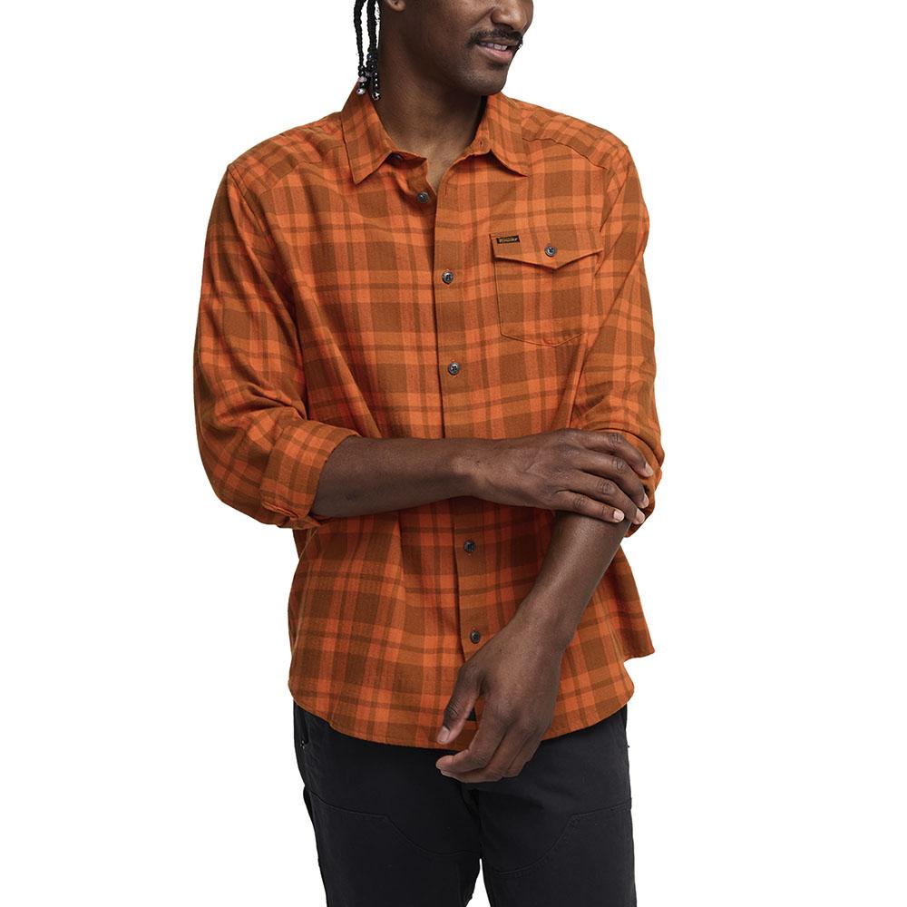 Howler Brothers La Grange Lightweight Flannel Shirt Mens in Cohen Plaid Pumpkin
