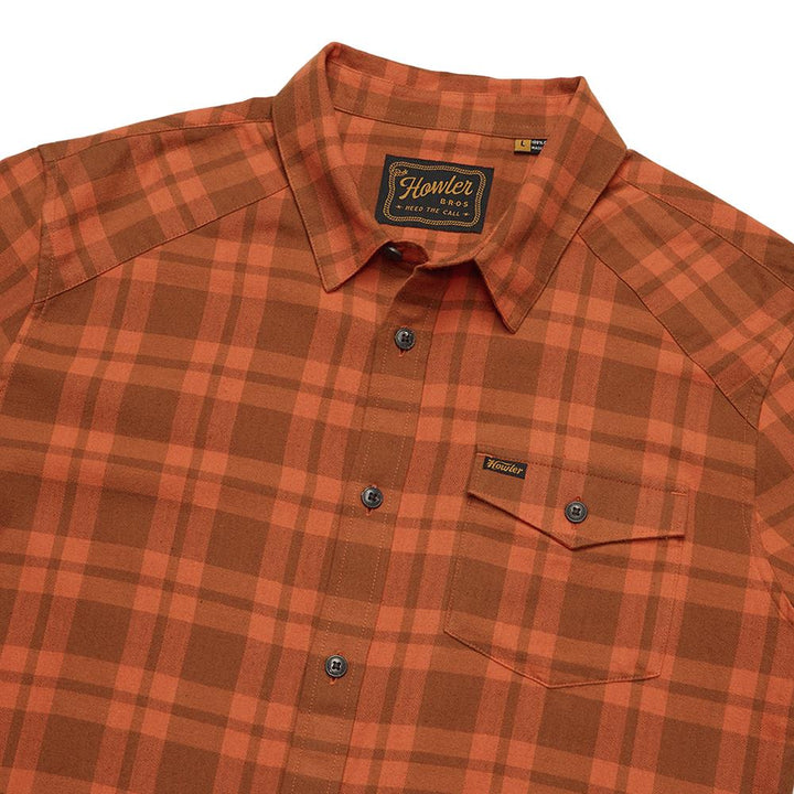 Howler Brothers La Grange Lightweight Flannel Shirt Mens in Cohen Plaid Pumpkin