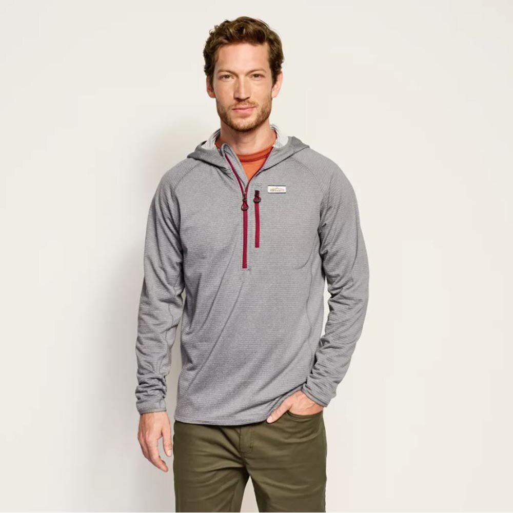 Orvis Horseshoe Hills 1/4 Hoodie Men's in Heather Grey