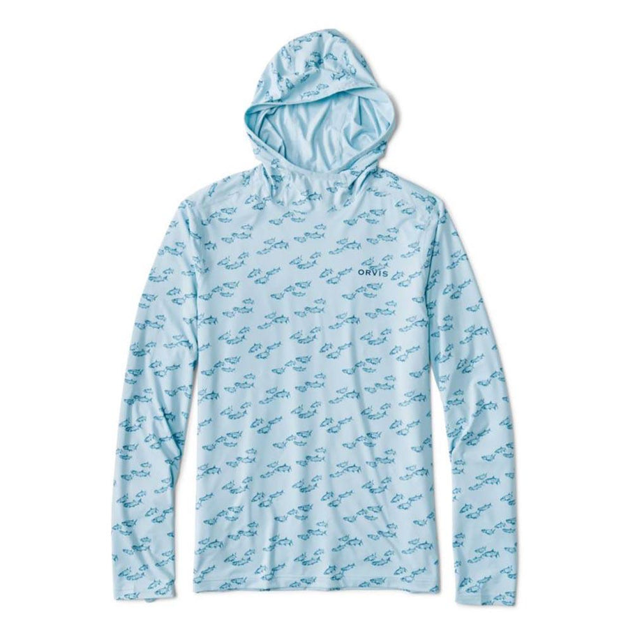 Orvis Sun Defense Printed Hoodie Men's in Blue Mist Tarpon