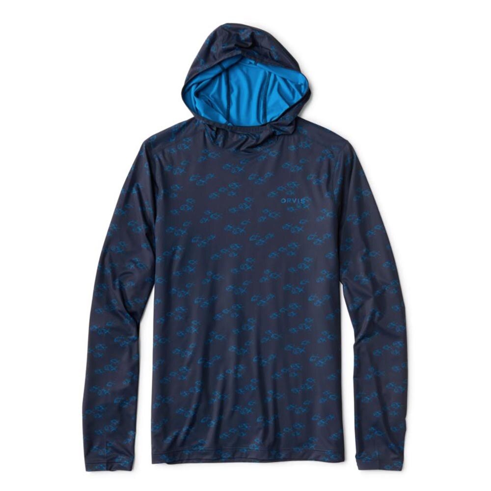 Orvis Sun Defense Printed Hoodie Men's in True Navy Permit