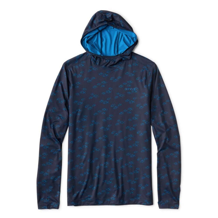 Orvis Sun Defense Printed Hoodie Men's in True Navy Permit