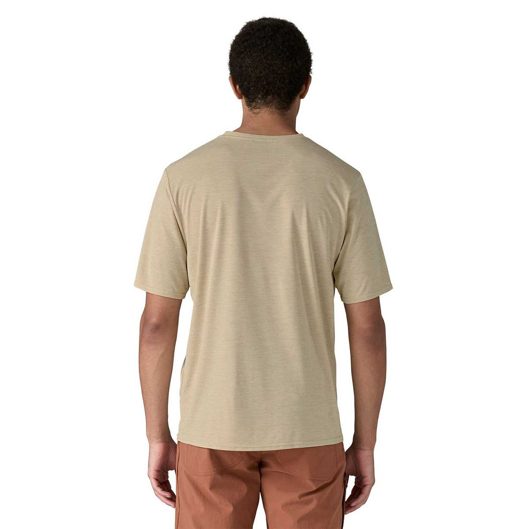 Patagonia Capilene Cool Daily Graphic Shirt Men's in 73 Text Logo Pumice XDye