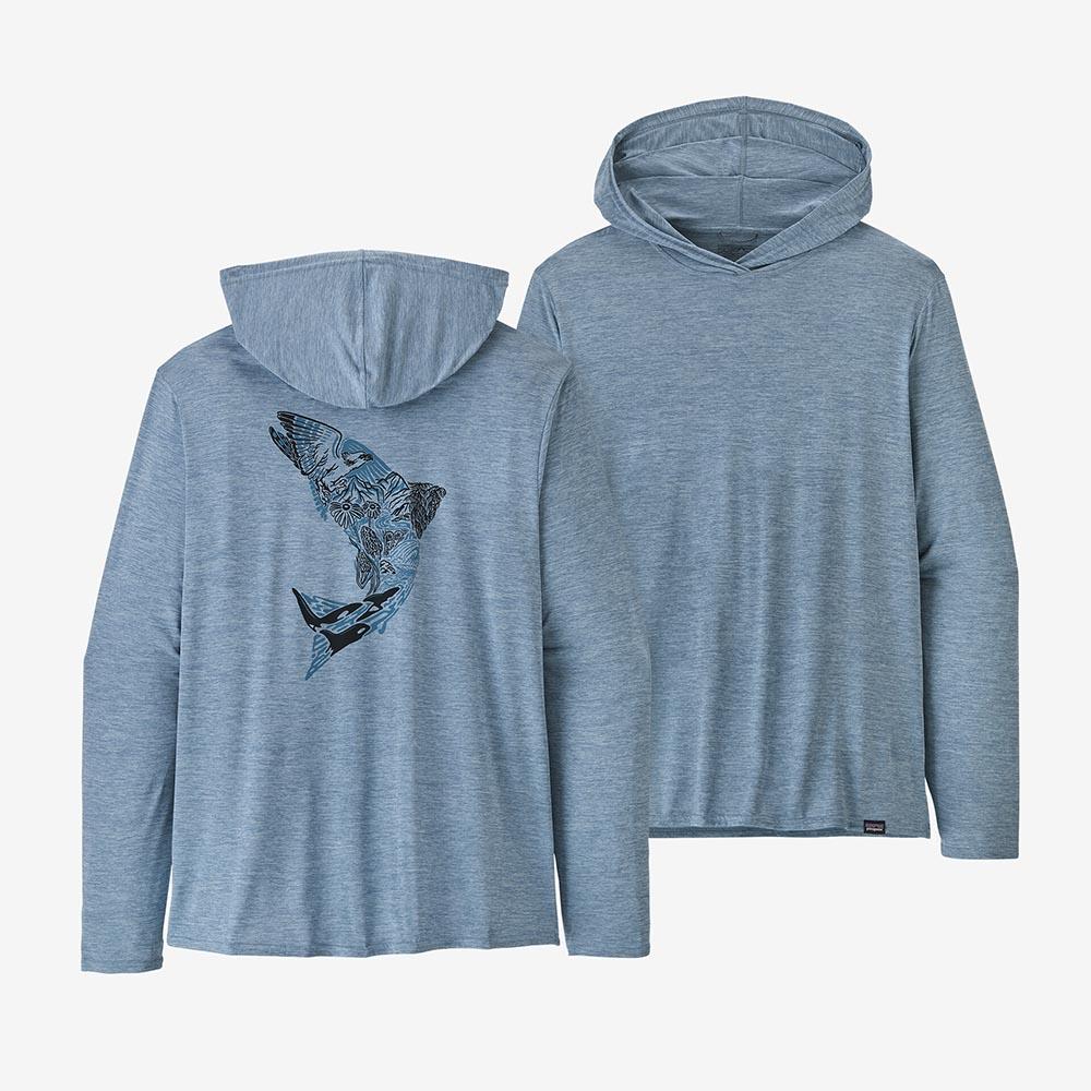 Patagonia Cap Cool Daily Graphic Relaxed Hoody Men's in Upstream Steelhead Stream Blue XDye