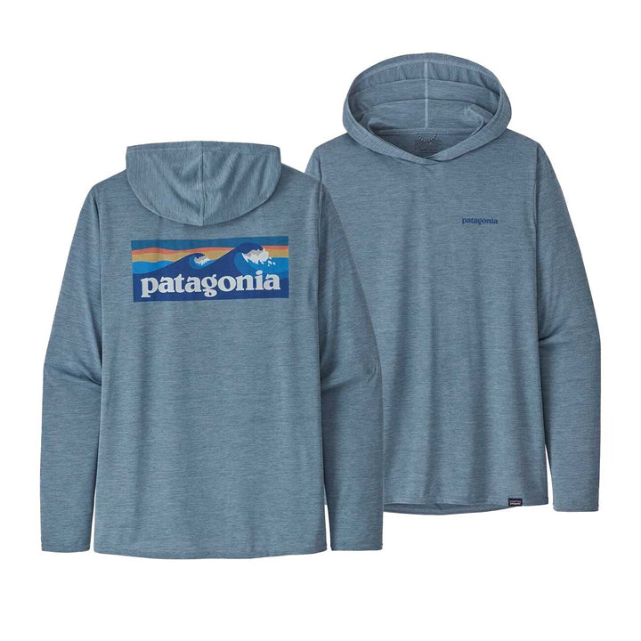 Patagonia Cap Cool Daily Graphic Hoody Men's in Boardshort Logo Light Plume Grey XDye