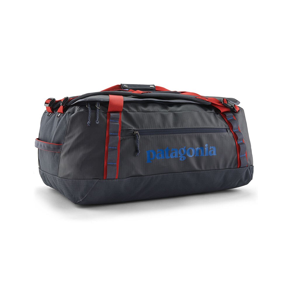 Patagonia Black Hole Duffel 55L in Smolder Blue with Amanita Red