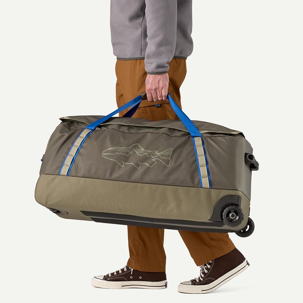 Patagonia Matte Black Hole Wheeled Duffel 100L in Basin Green