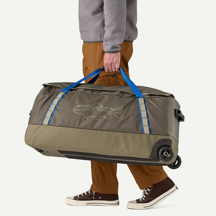 Patagonia Matte Black Hole Wheeled Duffel 100L in Basin Green