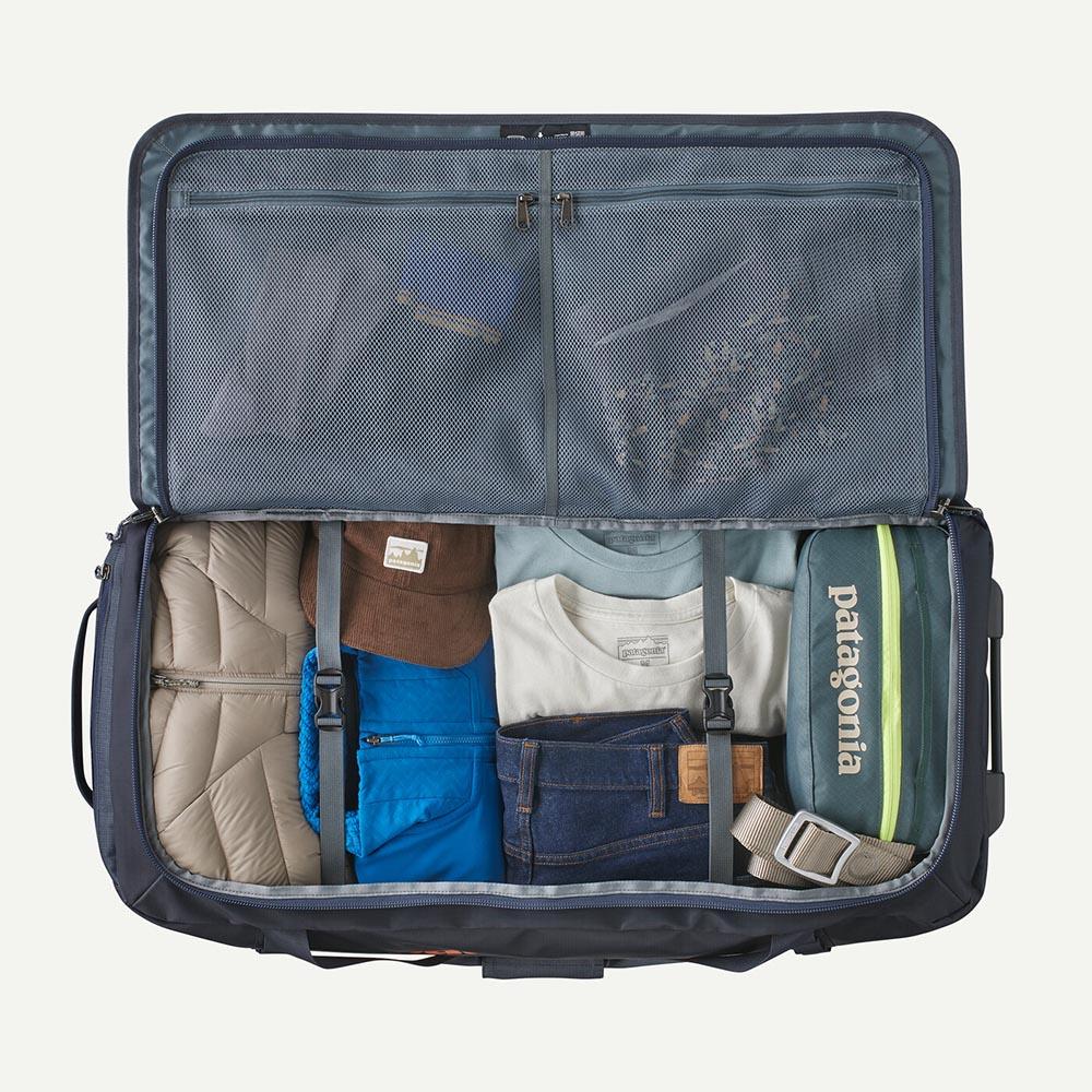 Patagonia Matte Black Hole Wheeled Duffel 100L in Basin Green