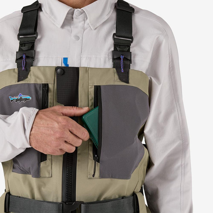 Patagonia Swiftcurrent Traverse Zip Front Waders Men's in River Rock Green