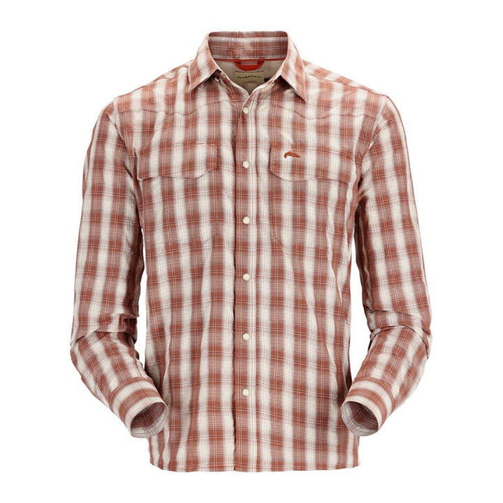Simms Big Sky Long Sleeve Shirt Men's in Clay and Hickory Plaid