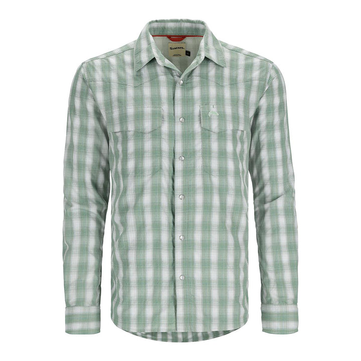Simms Big Sky Long Sleeve Shirt Men's in Field and Bright Blue Plaid