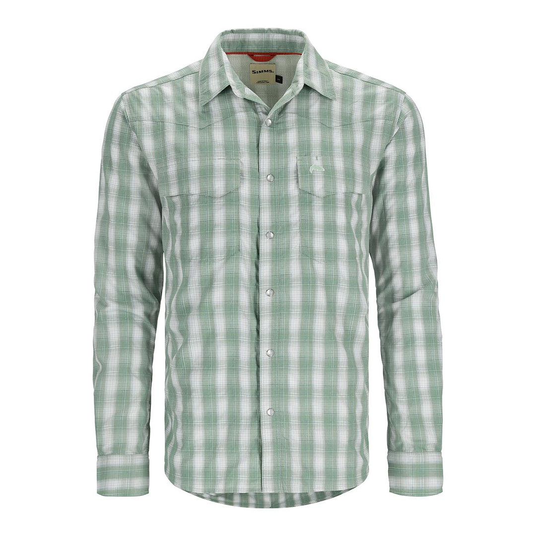 Simms Big Sky Long Sleeve Shirt Men's in Field and Bright Blue Plaid