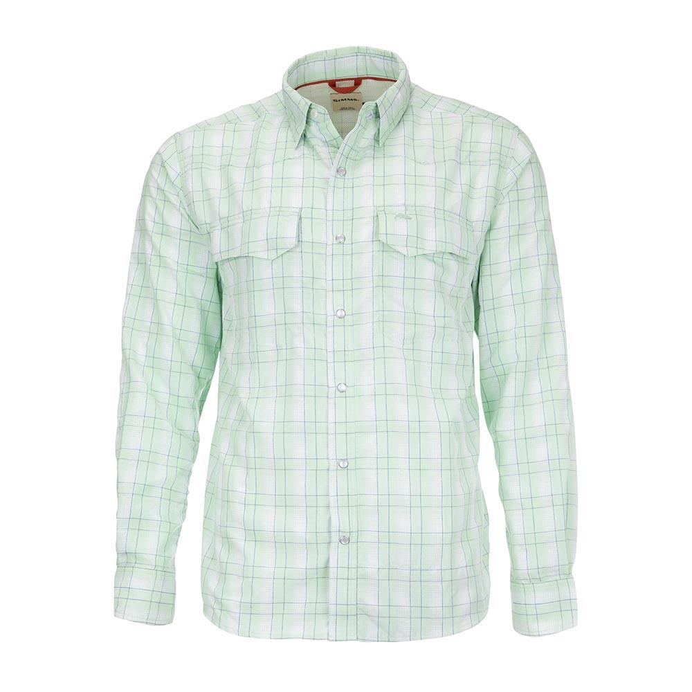 Simms Big Sky Long Sleeve Shirt Men's in Light Green and Nightfall Plaid