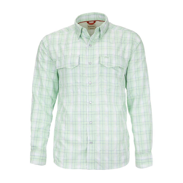 Simms Big Sky Long Sleeve Shirt Men's in Light Green and Nightfall Plaid