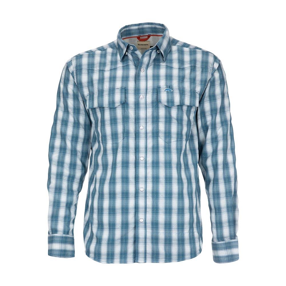 Simms Big Sky Long Sleeve Shirt Men's in Nightfall and Tropic Green Plaid