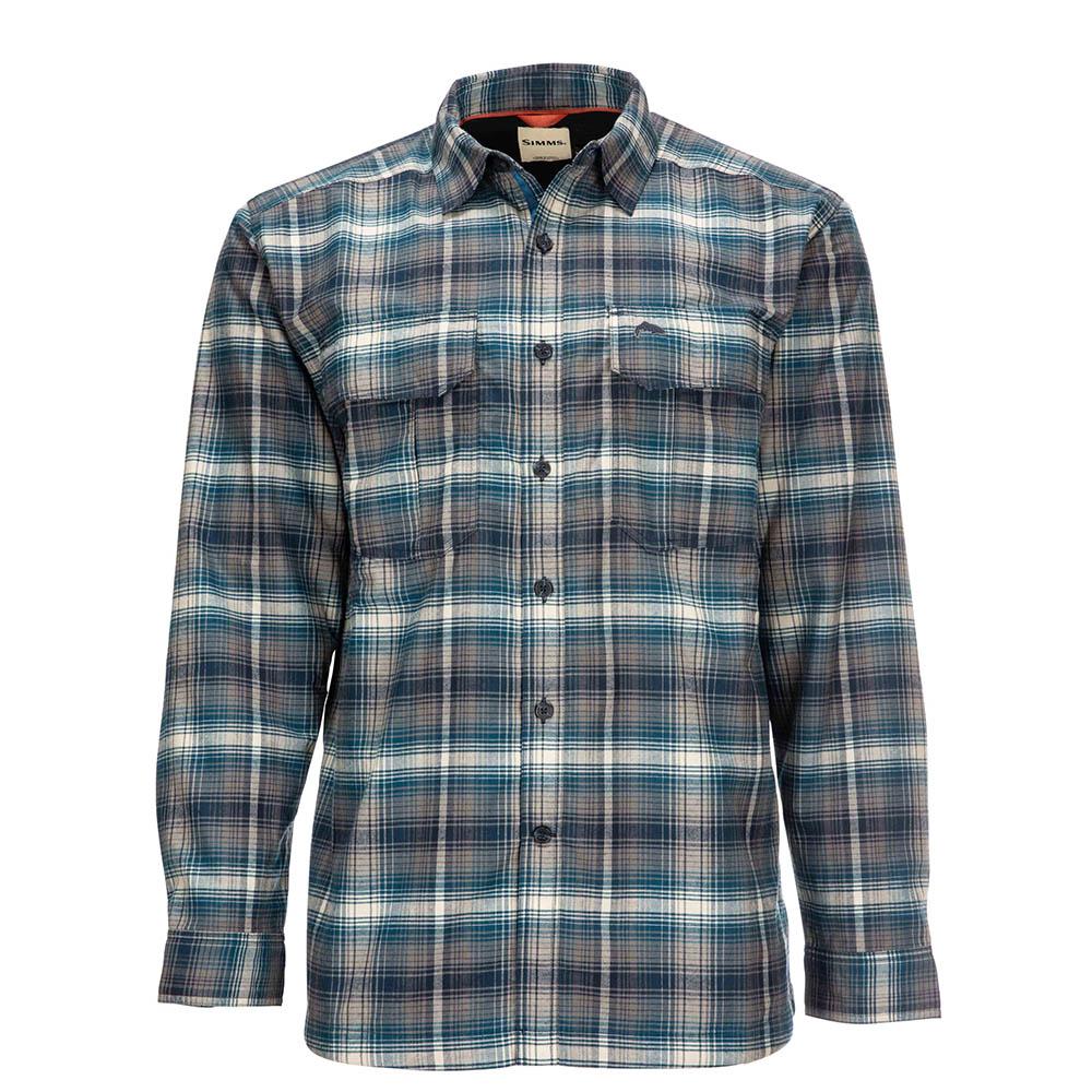 Simms ColdWeather Long Sleeve Shirt Men's in Atlantis Steel Plaid