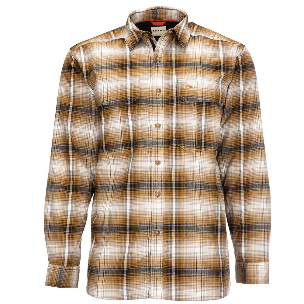 Simms ColdWeather Long Sleeve Shirt Men's in Dark Bronze Black Plaid