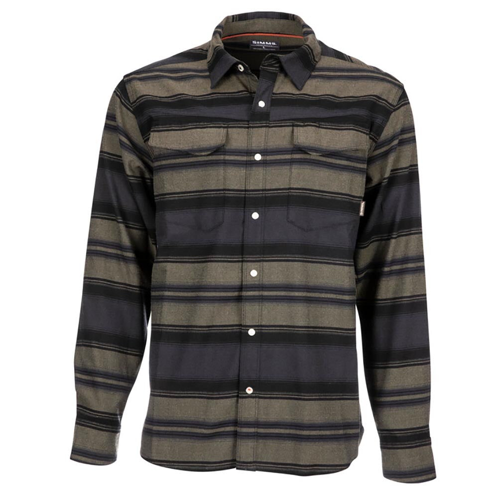 Simms Gallatin Flannel Long Sleeve Shirt Men's in Carbon Stripe