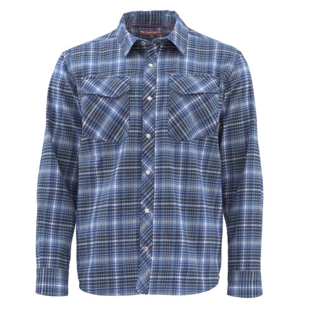 Simms Gallatin Flannel Long Sleeve Shirt Men's in Rich Blue Plaid