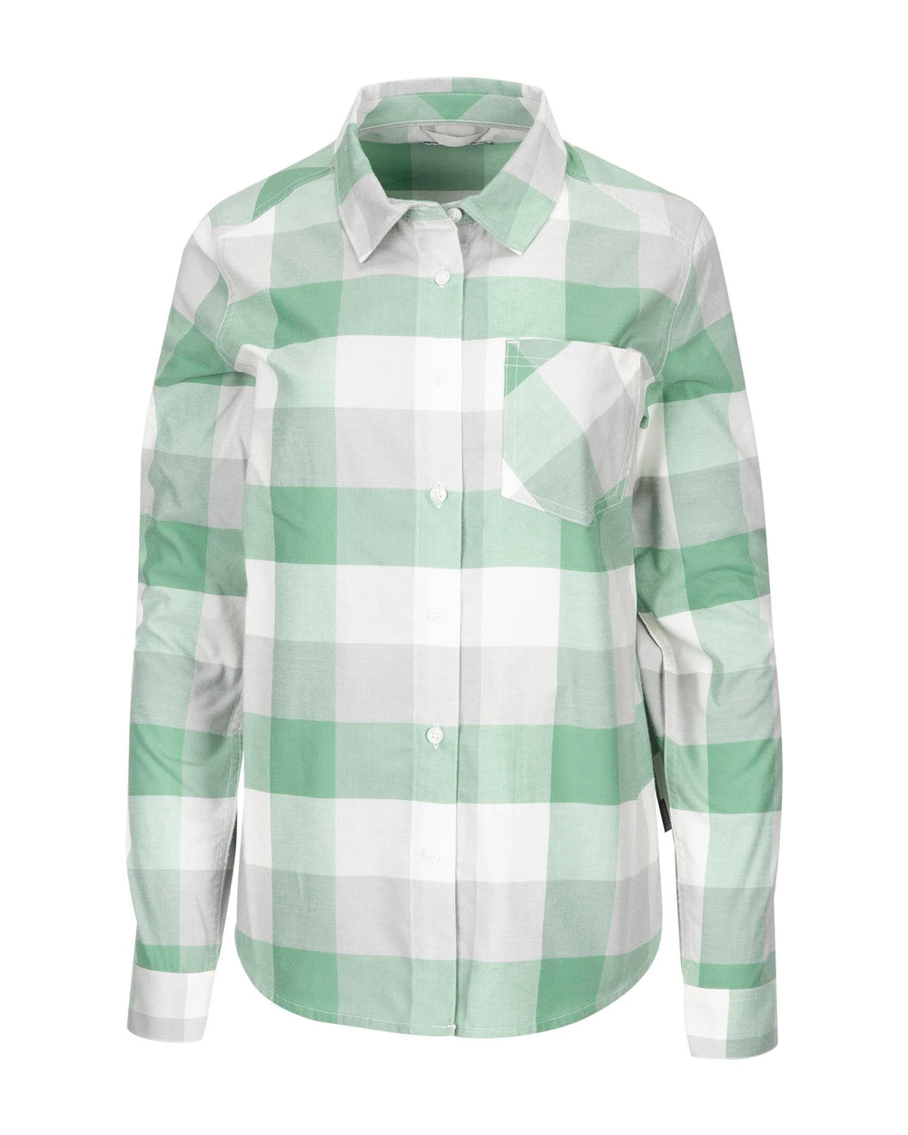 Simms Sunset Flannel Shirt Women's in Seafoam Buffalo Plaid
