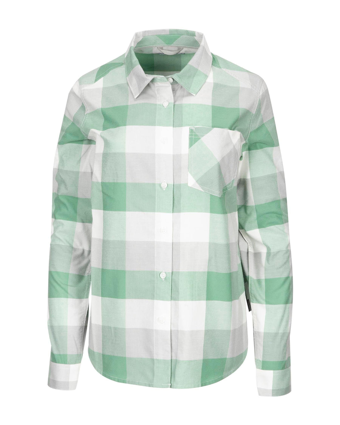 Simms Sunset Flannel Shirt Women's in Seafoam Buffalo Plaid