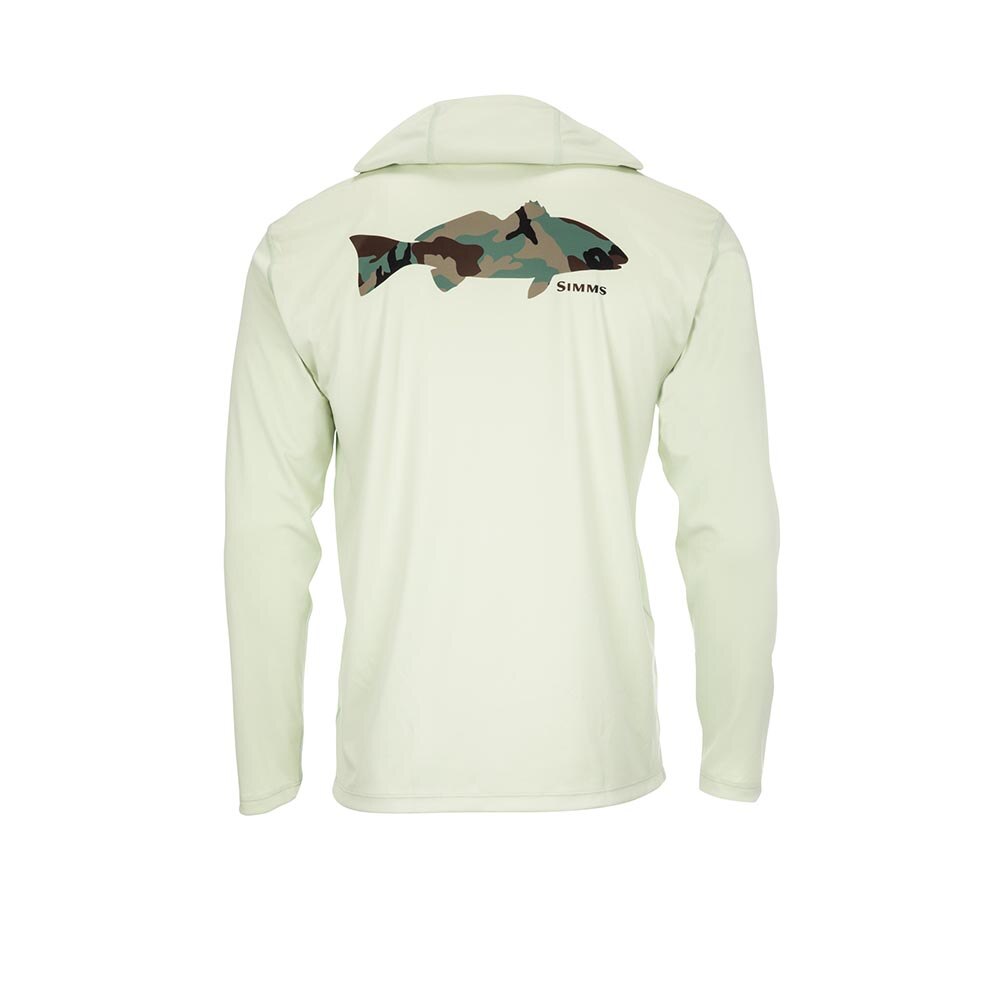 Simms Tech Hoody Artist Series Men's in Redfish Woodland Camo and Light Green