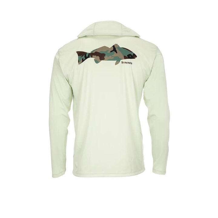 Simms Tech Hoody Artist Series Men's in Redfish Woodland Camo and Light Green