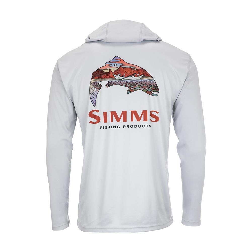 Simms Tech Hoody Artist Series Men's in Trout Logo Flame and Sterling