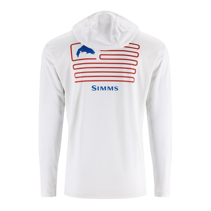 Simms Tech Hoody Artist Series Men's in White Trout Flag
